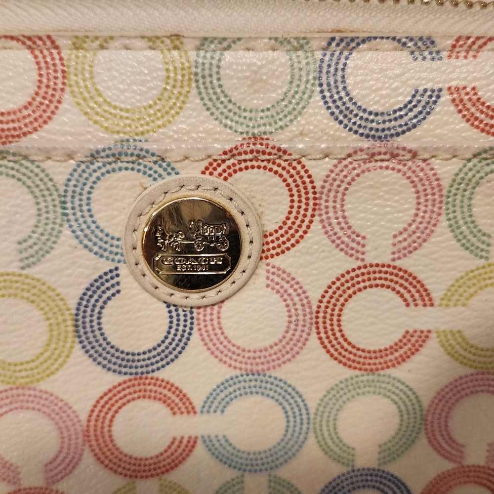 Coach wallet multicolored off white leather wallet